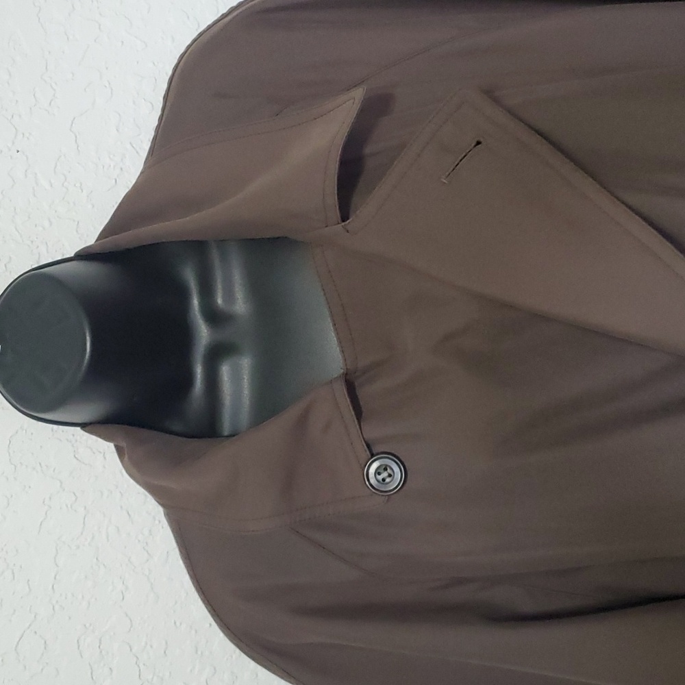 Vintage 1980s Misty Harbor Double Breasted Wool Blend Trench Coat Brown 40S - Picture 8 of 15